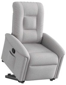 vidaXL Poltrona reclinável elevatória tecido cinzento-nublado