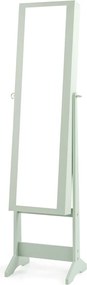 Armário para joias com espelho de corpo inteiro  35 x 30 x 144 cm e 3 ângulos ajustáveis Organizador de joias 2 em 1 Verde