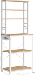 Armário de cozinha com tomadas 40 x 60 x 167 cm cor de carvalho e branco