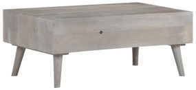 Mesa de centro 100x60x40 cm mangueira maciça áspera cinzento