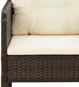 5 pcs conjunto lounge jardim c/ almofadões vime PE castanho