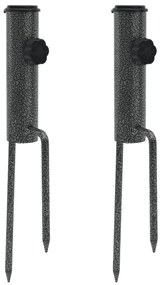 vidaXL Suportes de guarda-sol c/ espigões 2 pcs 9x35cm aço galvanizado