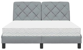 Cama com colchão 140x200 cm tecido cinzento-claro
