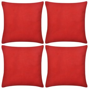 Capas de almofada algodão 4 pcs 80 x 80 cm vermelho