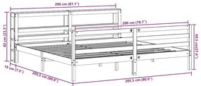 Cama sem colchão 200x200 cm madeira de pinho maciça