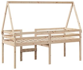 Cama alta com telhado 75x190 cm pinho maciço