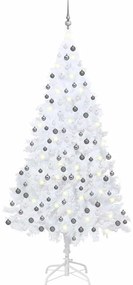 vidaXL Árvore Natal artificial pré-iluminada c/ bolas branco