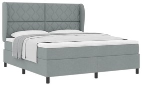 Cama Box com Colchão - Cinza Claro, 180x200 cm, Tecido