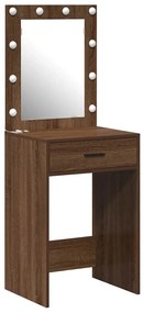 Mesa de Maquiagem vidaXL com Luzes LED Castanho Carvalho 50x41x135 cm