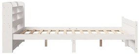 Estrutura de cama c/ cabeceira 150x200 cm pinho maciço branco