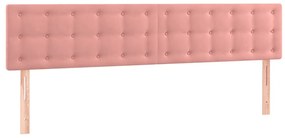 Cabeceira de cama c/ luzes LED veludo 200x5x78/88 cm rosa