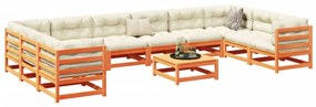 11 pcs conjunto sofás de jardim madeira de pinho castanho mel