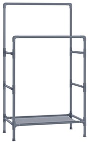 Rack de roupas SONGMICS, suporte de metal com 2 trilhos suspensos e prateleira de armazenamento, máx. Carga 55 kg, Fácil Montagem, Cinza RDR001G02