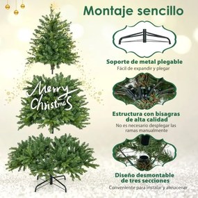 Árvore de Natal artificial 150cm com luzes LED multicoloridas brancas quentes 11 modos de iluminação Verde