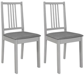 Cadeiras de jantar com almofadões 2 pcs madeira maciça cinzento