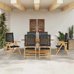 Conjunto de Jantar para Jardim Manual 7 pcs Preto