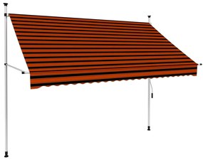 Toldo retrátil manual 250 cm laranja e castanho