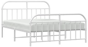 Estrutura de cama com cabeceira e pés 150x200 cm metal branco