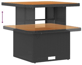 Conjunto de Sofá de Jardim com Almofadas Preto Vime Acácia - 9 Peças