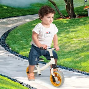 Bicicleta de equilíbrio sem pedais para bebés de 18 a 48 meses Bicicleta infantil de 2 rodas assento ajustável em altura 67 x 33 x 48 cm branco