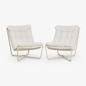 Pack De 2 Cadeirões De Jardim Em Aço Zaylon Tecido Gardénia Branco - Sklum