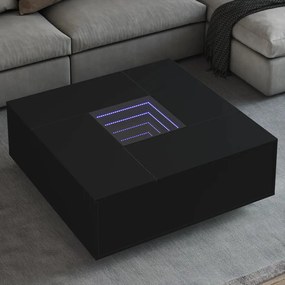 vidaXL Mesa de centro luzes LED Infinity 100x100x40 cm preto