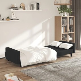 Sofá-cama de 2 lugares veludo preto