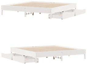 Cama sem colchão 200x200 cm madeira de pinho maciça branco