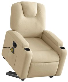 Poltrona elétrica elevatória massagens tecido creme