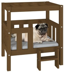 Cama para cães 65,5x43x70 cm pinho maciço castanho mel