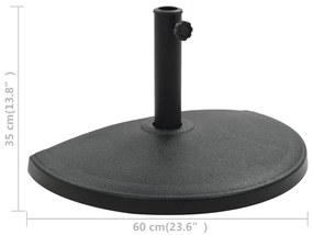 Base de guarda-sol semicircular poliresina 15 kg preto