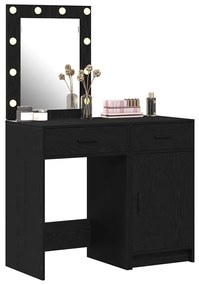 Conjunto de Mesa de Toucador 2 Peças com LED de Carvalho Preto Engenha