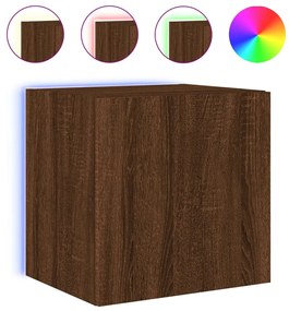 Móveis de parede para TV com luzes LED 2 pcs carvalho castanho