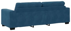 Sofá de 3 Lugares vidaXL Azul 180 cm em Veludo
