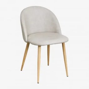 Pacote De 2 Cadeiras De Jantar Estofadas Em Couro Sintético Kana Toupeira Claro & Madeira Natural - Sklum