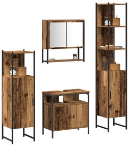 Conjunto de Mobiliário para Casa de Banho de 4 Peças Madeira Velha Mad