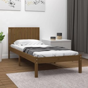 vidaXL Estrutura de cama 100x200 cm pinho maciço castanho mel
