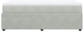 Cama com molas/colchão 100x200 cm veludo cinza-claro