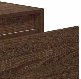 Mesa de cabeceira de parede com luzes LED carvalho castanho