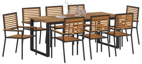 Conjunto de Jantar de Jardim 9 pcs Preto 200 x 90 x 75 cm