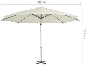 Guarda-sol cantilever c/ poste alumínio 300 cm cor areia