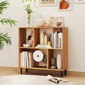 Estante de 4 cubos com pernas de metal 90 x 30 x 90 cm natural