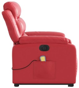 Poltrona reclinável elevatória elétrica couro artif. vermelho