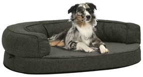 Cama p/ cães ergonóm. 75x53cm aspeto linho pelúcia cinza-escuro