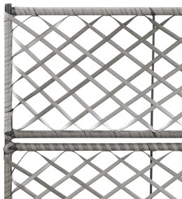 Floreira com treliça e 2 vasos 58x30x107 cm vime PE cinzento