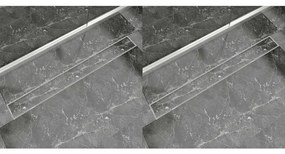 VidaXL Dreno de chuveiro linear 2 pcs 1030x140 mm aço inoxidável