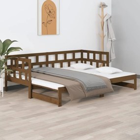 Estrutura sofá-cama de puxar 2x(90x200) cm pinho castanho-mel