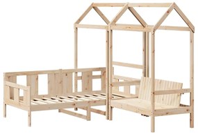 Conj. de sofá-cama e banco c/ telhado 90x190 cm pinho maciço