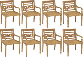 vidaXL Cadeiras Batávia 8 pcs madeira de teca maciça