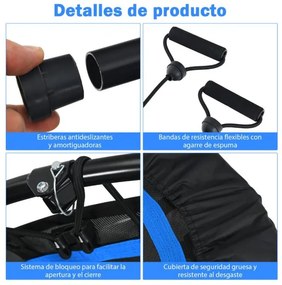 Trampolim dobrável 101 cm Mini trampolim de fitness com pega ajustável em altura e 2 bandas para crianças e adultos Azul